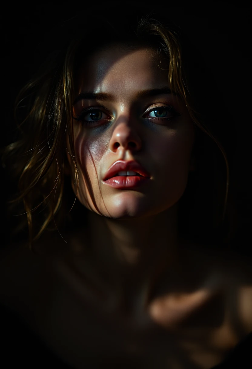 a expressive woman,Photo by Hasselblad X1D-50c with 18-55mm STM lens ultra intricate details and textures 16k maximum resolution possible 600dpi,Philipp Otto Runge,moody lighting,Digital art,Kodak Ektar 100,specular lighting