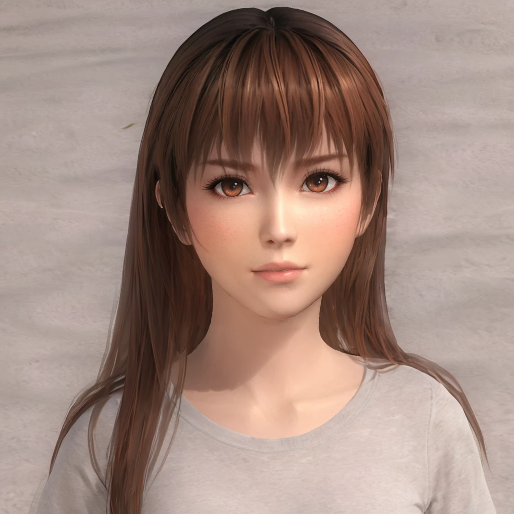 kasumidoa5lr, 1girl, solo, long hair, loose hair, T-shirt, light smile, looking at viewer <lora:kasumidoa5lrXL:0.7>