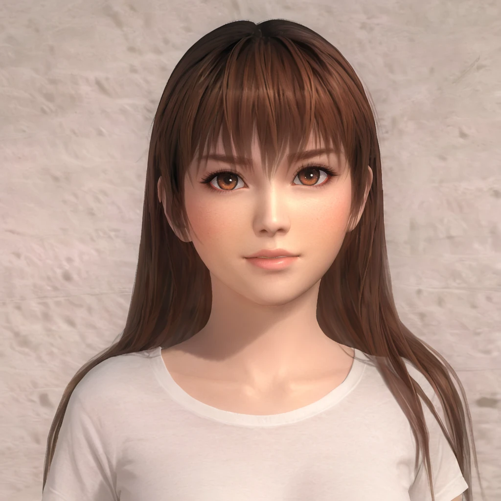 kasumidoa5lr, 1girl, solo, long hair, loose hair, T-shirt, light smile, looking at viewer <lora:kasumidoa5lrXL:0.7>