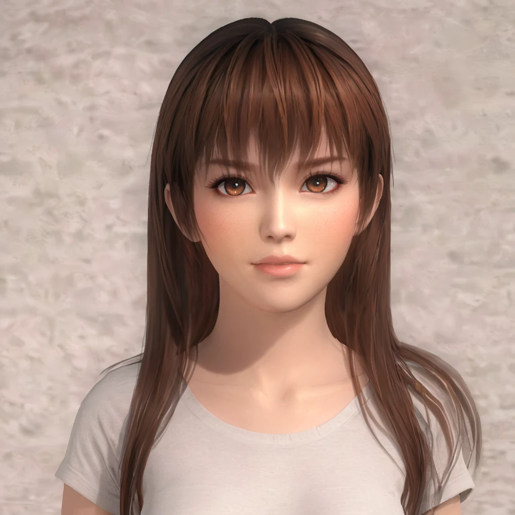 kasumidoa5lr, 1girl, solo, long hair, loose hair, T-shirt, light smile, looking at viewer <lora:kasumidoa5lrXL:0.7>