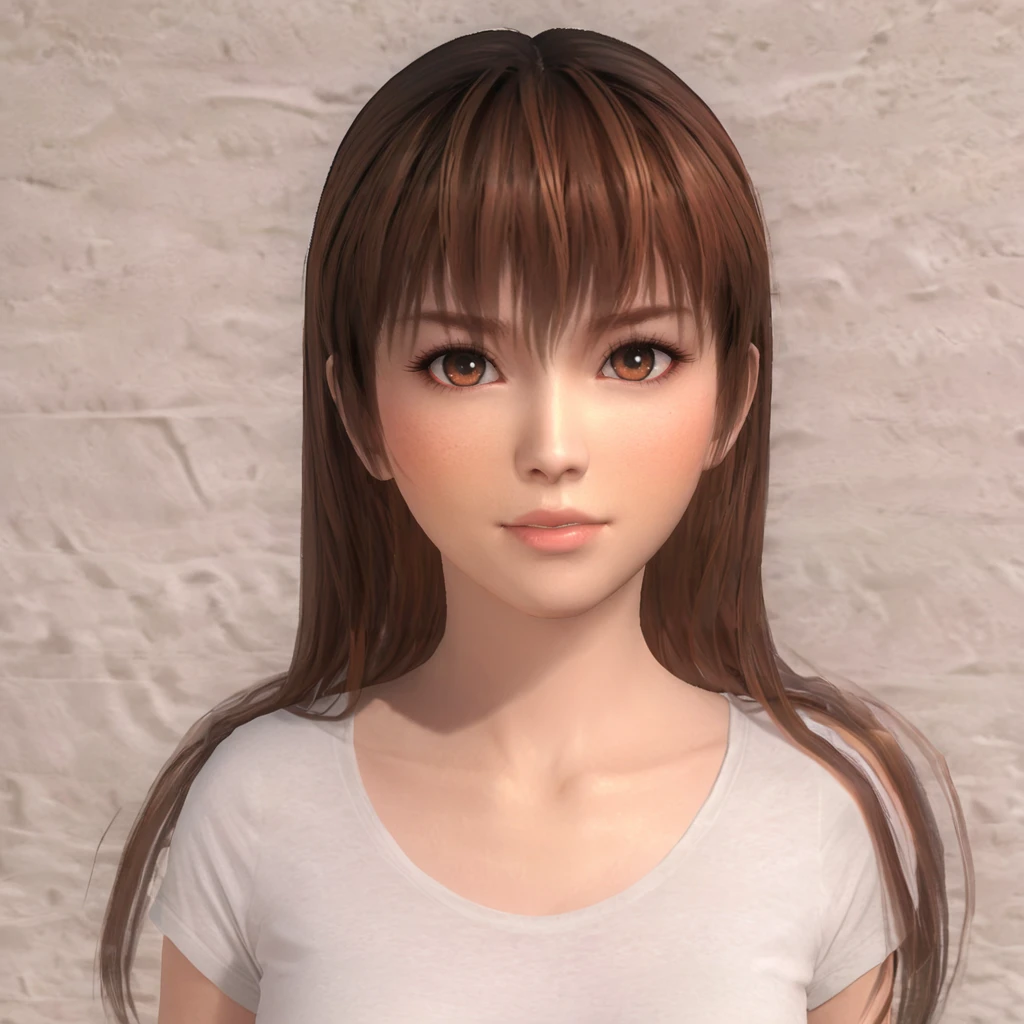 kasumidoa5lr, 1girl, solo, long hair, loose hair, T-shirt, light smile, looking at viewer <lora:kasumidoa5lrXL:0.7>