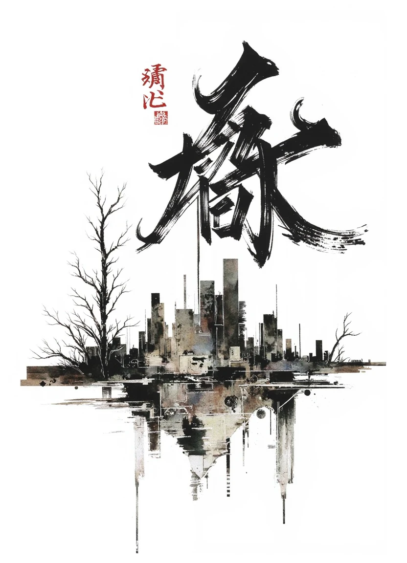 yoji_style, at the top are the words "Yoji Shinkawa Style" in brushed lettering, white background with mountains