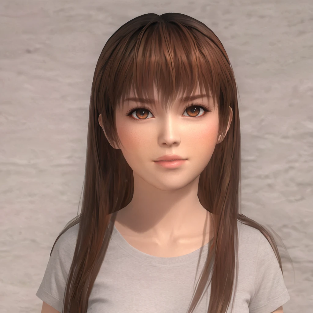 kasumidoa5lr, 1girl, solo, long hair, loose hair, T-shirt, light smile, looking at viewer <lora:kasumidoa5lrXL:0.7>