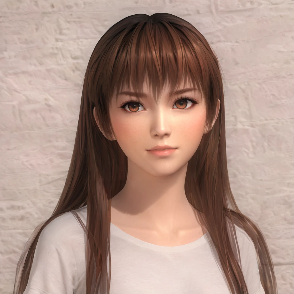 kasumidoa5lr, 1girl, solo, long hair, loose hair, T-shirt, light smile, looking at viewer <lora:kasumidoa5lrXL:0.7>