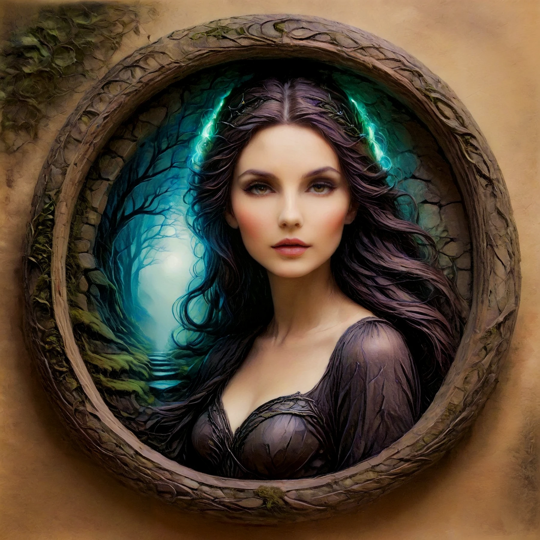 The mysterious and mystical lady, framed, ethereal, glowing.

<lora:StoneFramed01-05_CE_SDXL_128OT:0.9>