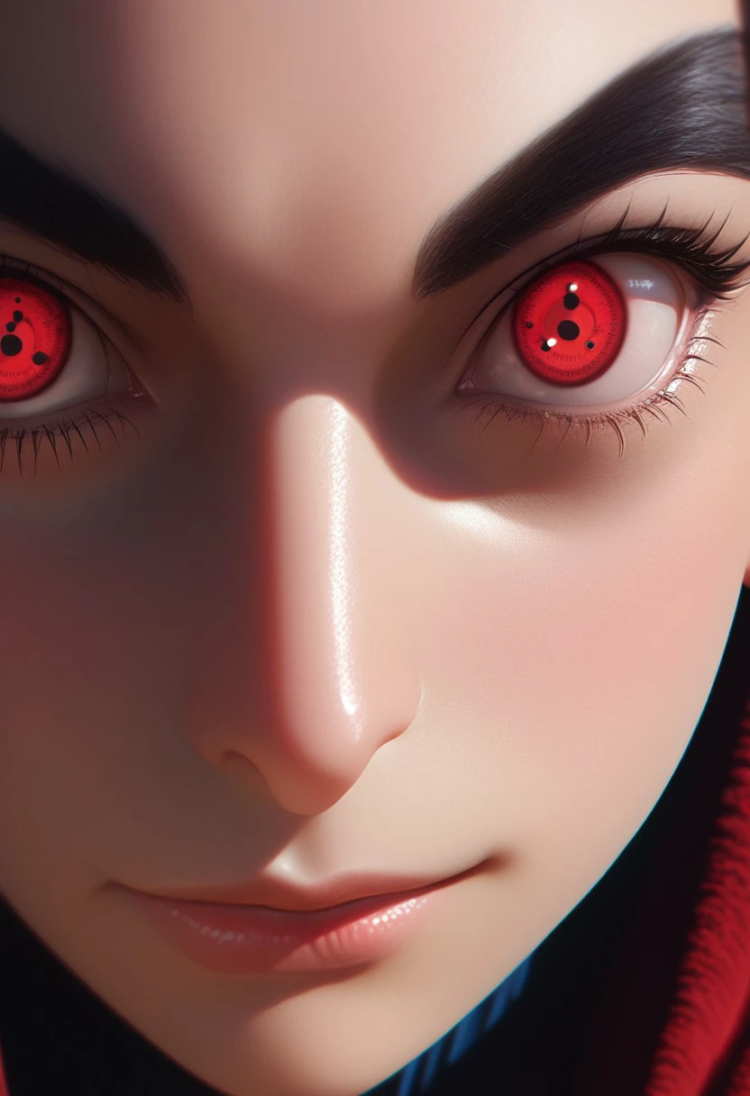 score_9, score_8_up, score_7_up, score_6_up,  
, realistic, 
sharingan, sharingan \(three\), solo, animedoujutsu, , animeeyes, solid circle eyes, red eyes,
1girl, smile, solo, face focus, eyes, close-up,