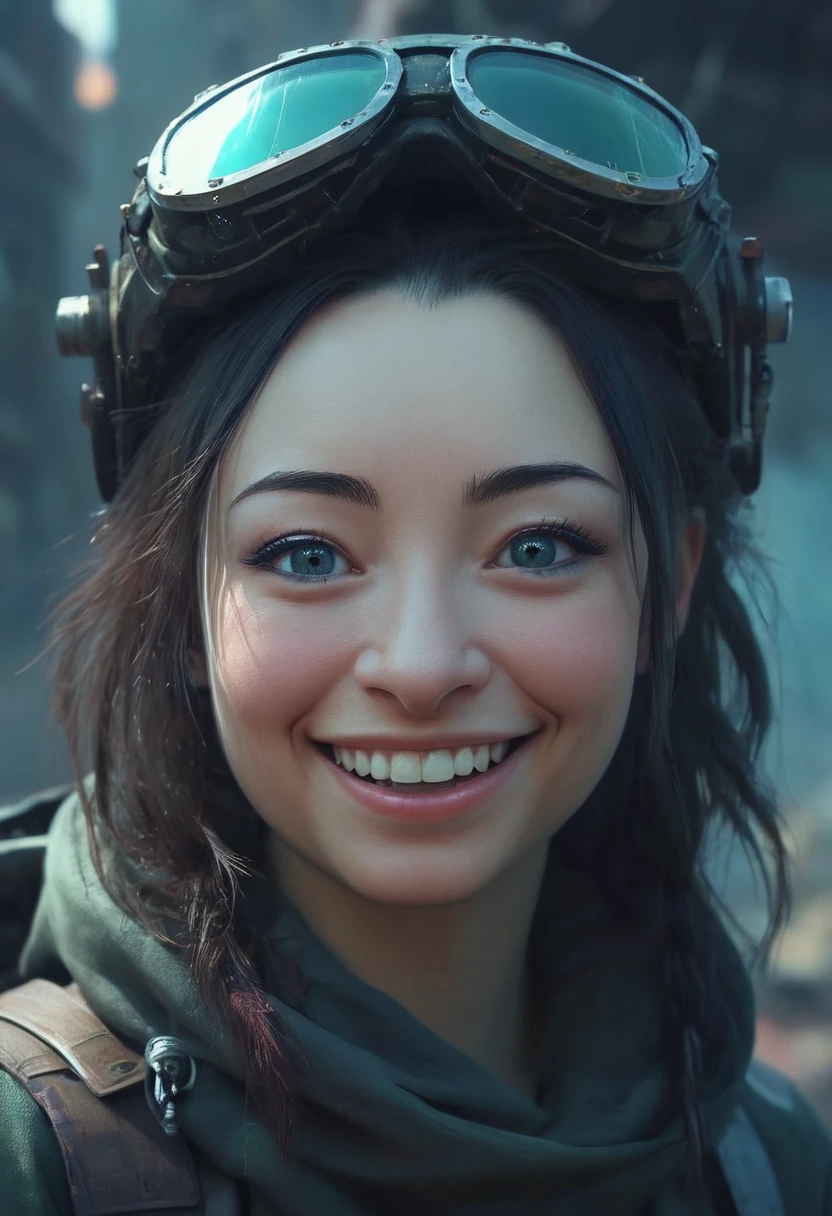 jodelle woman,smile, sense of awe and scale, in the art style of Filip Hodas, a grimdark dystopian cyberpunk post-apocalyptic style<lora:Jodelle Ferland SDXL:0.8>