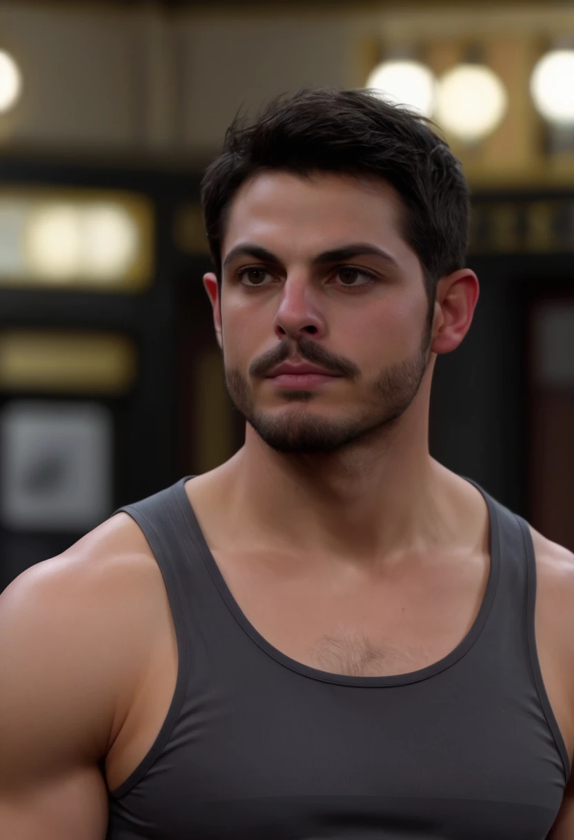 photo of a man,z4c4, facial hair, boxer training, tank top, serious, stoic cinematic 4k epic detailed 4k epic detailed photograph shot on kodak detailed bokeh cinematic hbo dark moody,  <lora:tinker:.9>