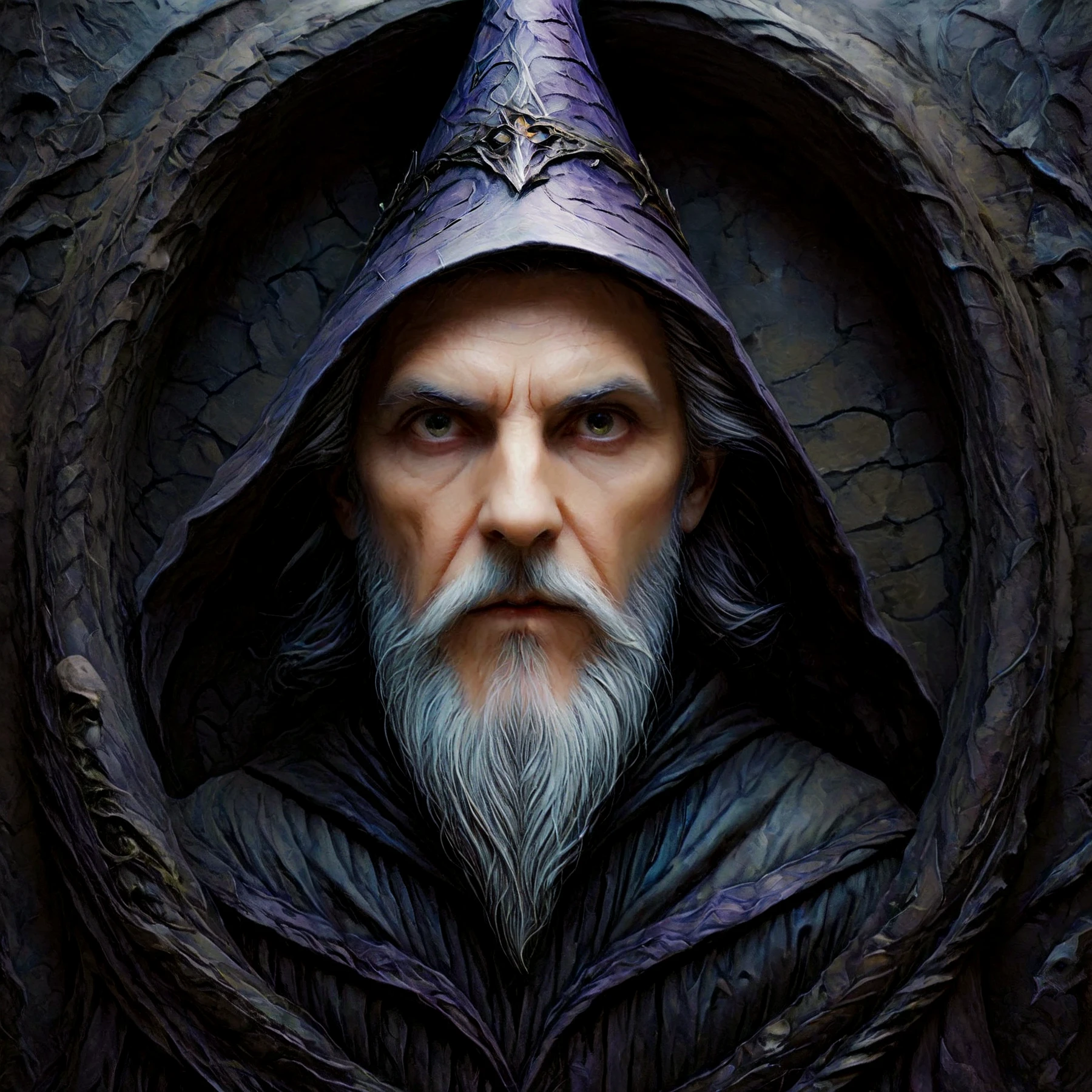 A wizard, with evil intent. Dark eyes staring as though from an abyss.

<lora:StoneFramed01-05_CE_SDXL_128OT:0.9>