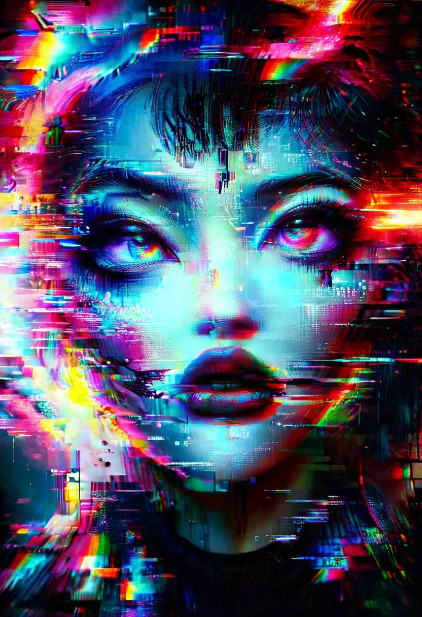 glitchstyle, glitch, flickering, digital, glitch style, A flux-style macroscopic photo of a female eye, evil monsters, horror, dark and dramatic atmosphere, 8k resolution, 4k image. HDR highly detailed. vivid, UHD, amazing depth, glowing rich colors, powerful imagery.