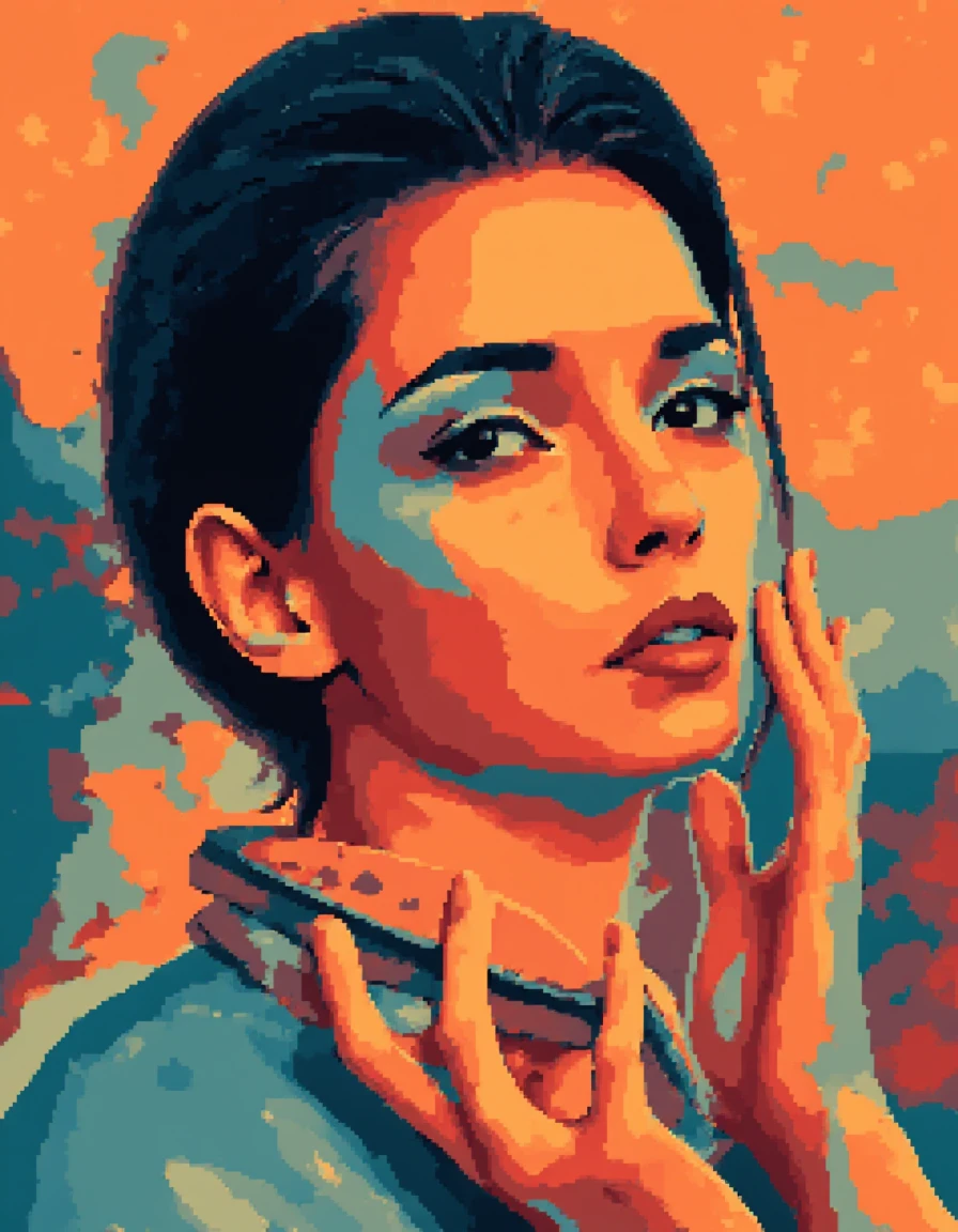 painting of woman, tumbler, figurative art, Beautiful and expressive paintings, Beautiful artwork illustration, very colorful tones, wonderful, cool beauty, highest quality,official art, women only, sharp outline, best shot, vector art, Written by Sandra Chevrier, Dave McKean、by Richard Avedon、Written by Makiezi Kusiala, luminous design