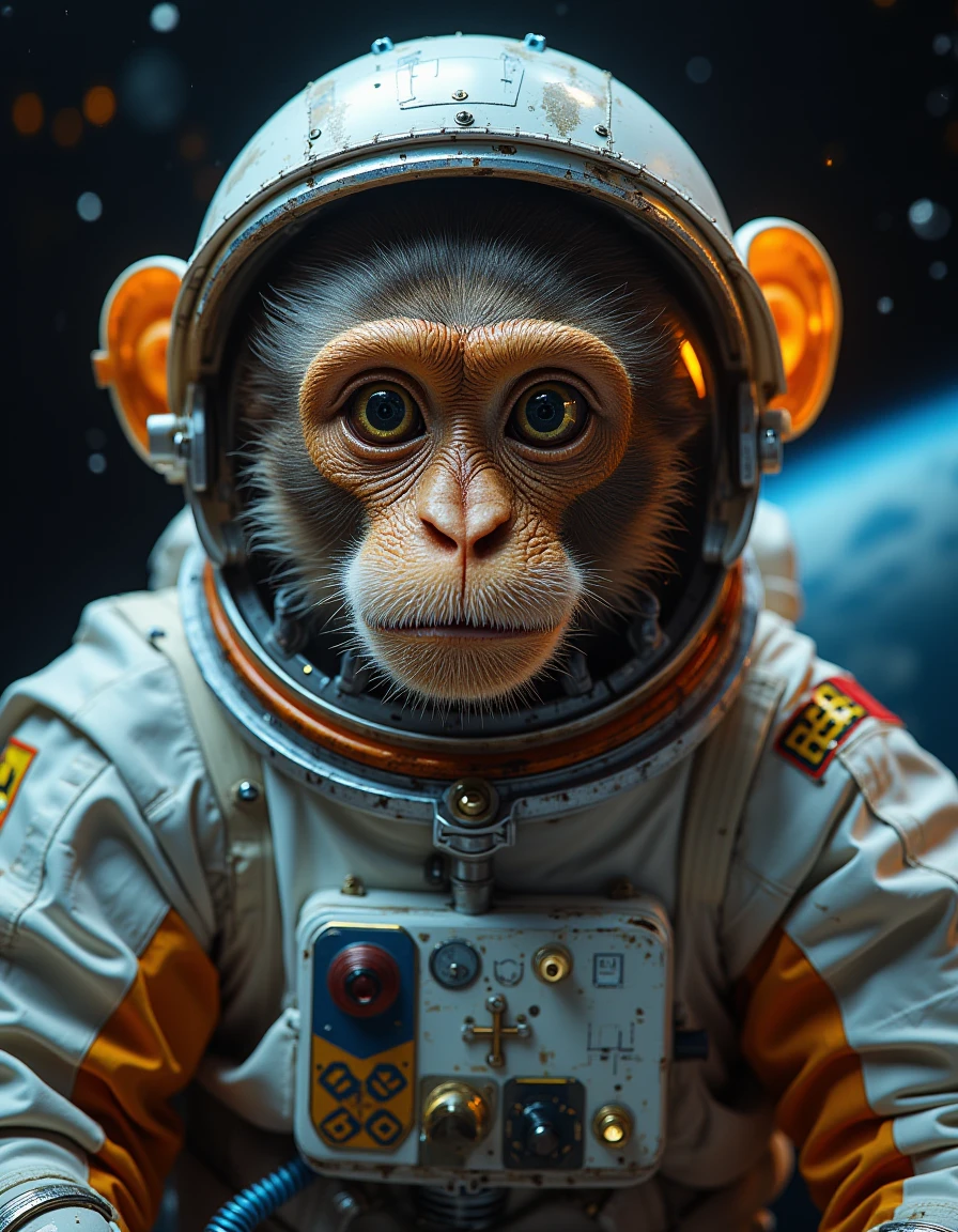 <lora:cinematic:1>,cinematic portrait of a monkey as an astronaut