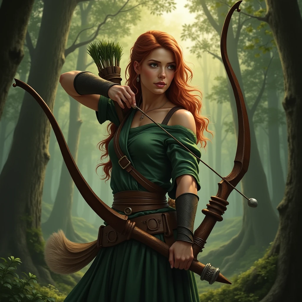 WindRanger <lora:WindRanger:1> holding a bow in the woods