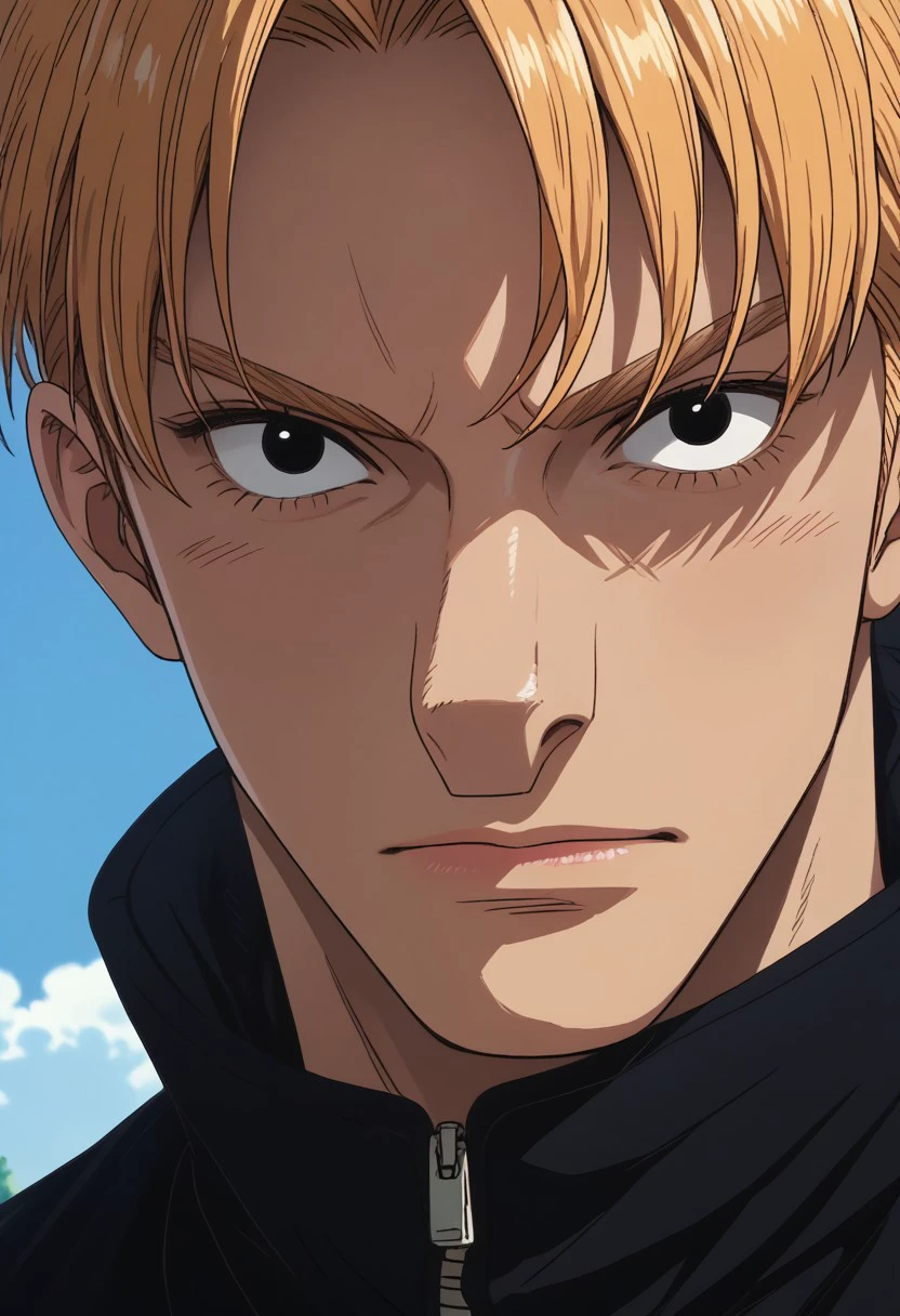 score_9, score_8_up, score_7_up, source_anime, rating_safe, KakuOP, long Kaku nose, black Kaku eyes, blonde Kaku hair, 1boy, male focus, anime screencap,