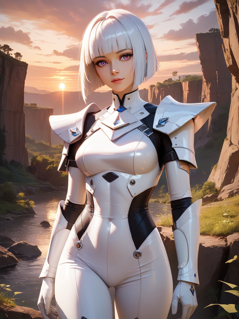 score_9,score_8_up,score_7_up,
1girl,solo,best quality,highres,masterpiece,
rim light,available light,cinematic lighting,
highly detailed,high budget,masterpiece,best quality,perfect anatomy,very aesthetic,1girl,solo,white hair,short hair,hime cut,white bodysuit,cowboy_shot, canyon, Sunset,