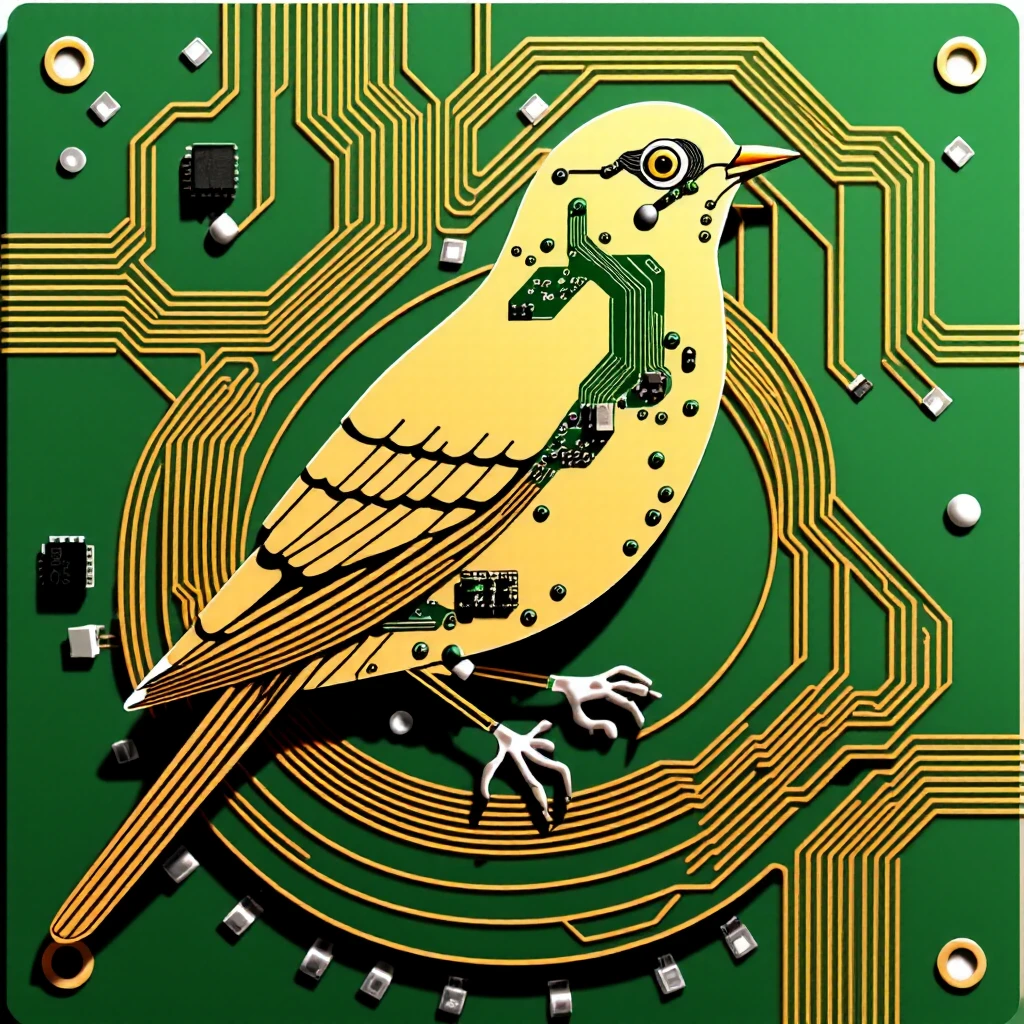 TzigoCBS, a bird as a circiut board,  high detailed, <lora:TzigoCBS:1>