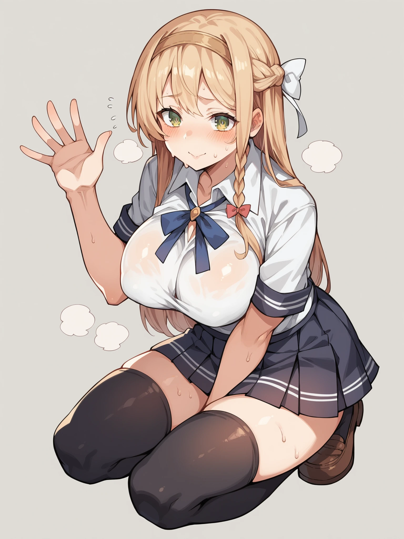 ( :3:1.8),masterpiece, best quality,(solo) <lora:eft_nagatoro_twin:0.6>eft_nagatoro_twin, (twintails:1.5), brown eyes, jewelry, (school uniform:1.5),(hands above head),( sexy pose:1.5), breasts,large breasts,panties, underwear,brown eyes, looking at viewer, ahoge, stud earrings, v-shaped eyebrows, brown hair,long sleeves,skirt,pleated skirt,cleavage,(brown cardigan ),(showing panties:1.2),(,Striped panties,), (showing bra:1.2),sock <lora:Cameltoe_FefaAIart:1>cameltoe view,( cameltoe),(sitting on the floor) <lora:pose squating:1>pose squating,from below,looking down