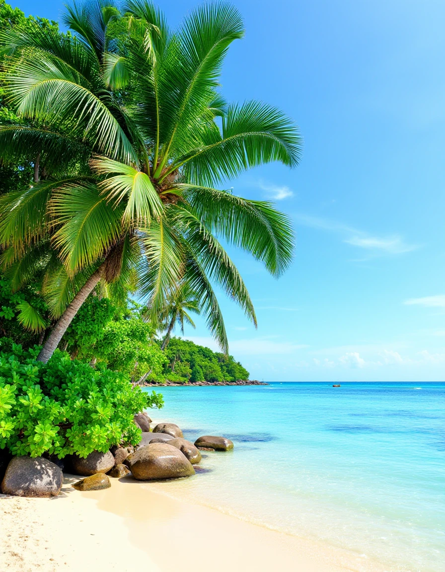 <lora:Jungle_Beach_Style:1>jungle beach featuring a large coconut tree