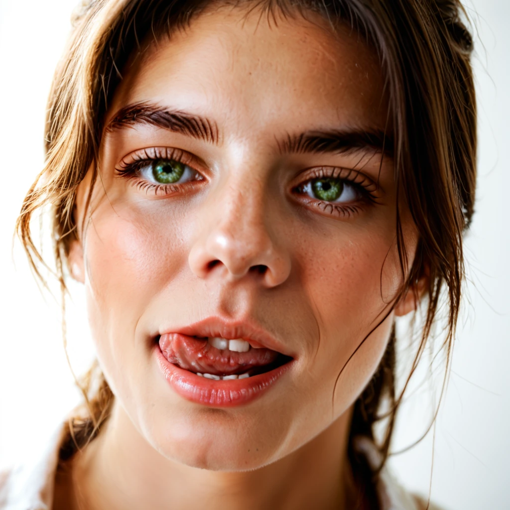 1girl, solo, close up, brunette, green eyes
licking lips <lora:Licking own lips_epoch_10:1.3>, , score_9, score_8_up, score_7_up, hyperdetailed, hyperrealistic, masterpiece, best quality, (masterpiece:1.3),high-definition, intricate details, volumetric lighting, symmetrical face, level eyes, skin pores . Extremely high-resolution details, photographic, realism pushed to extreme, fine texture, incredibly lifelike