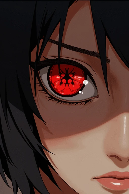 A girl has sharingan_13 in her eyes, (extremely photorealistic:1.3), masterpiece, real.<lora:sharingan_blend_flux.safetensors:1.0>, 