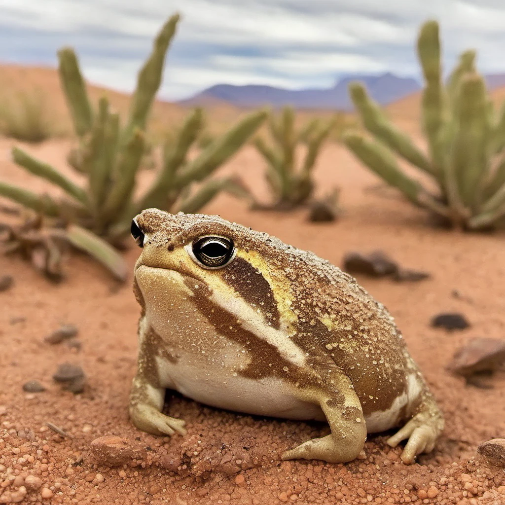 rain frog  <lora:Rain Frog SDXL:1>, in a  desert