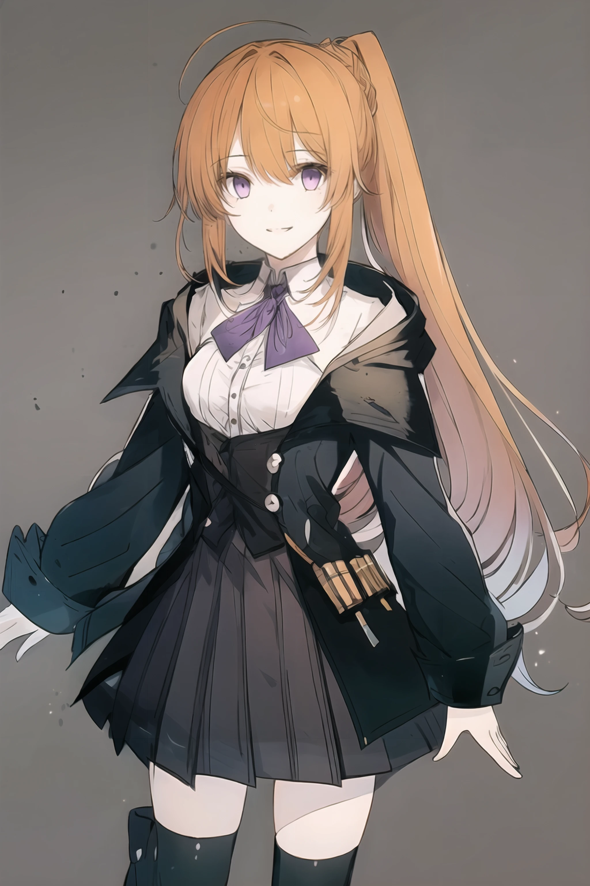 1girl, solo, fienesoc, pale orange hair, purple eyes, ponytail, long hair, skirt, simple background, smile
<lora:Fiene-StoryofClauka:0.8> <lora:offset_p-0.5-0.1:0.35> <lora:add_detail:0.25> <lora:cat_girl-000018:0.5> <lora:Hitoimim_v2-000011:0.5> <lora:hiten_style:0.8> hiten style,