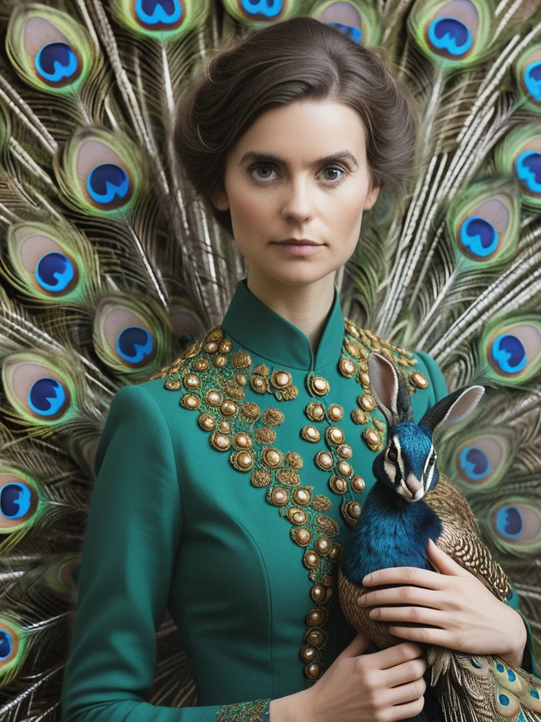 a professional absurdres sharp focus intricately detailed photograph of  
(Philippa_Coulthard:1.1), 
<lora:Philippa_Coulthard-SDXLe10:0.8> ,
wearing a (peacock|rabbit)