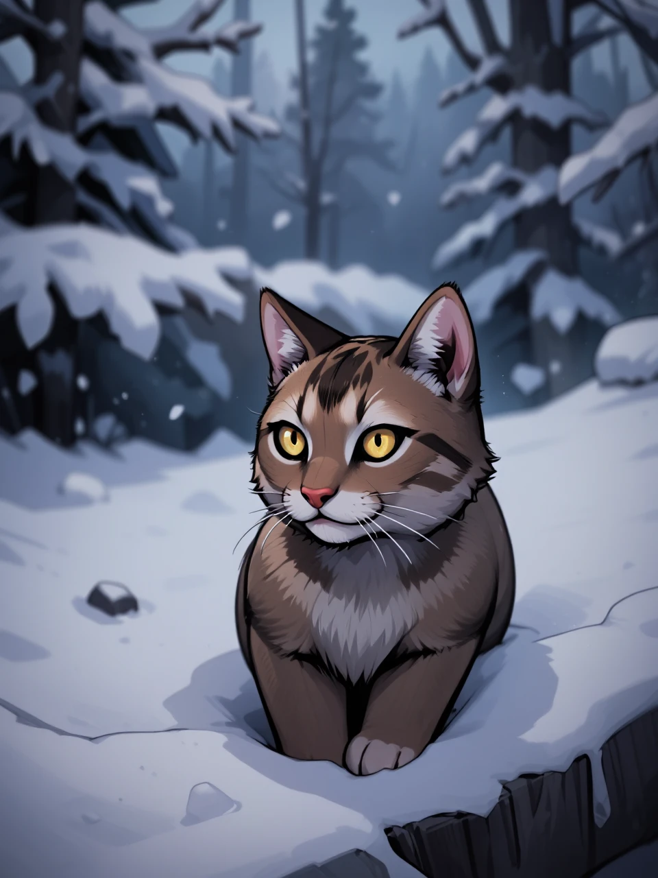 a cat in the snow