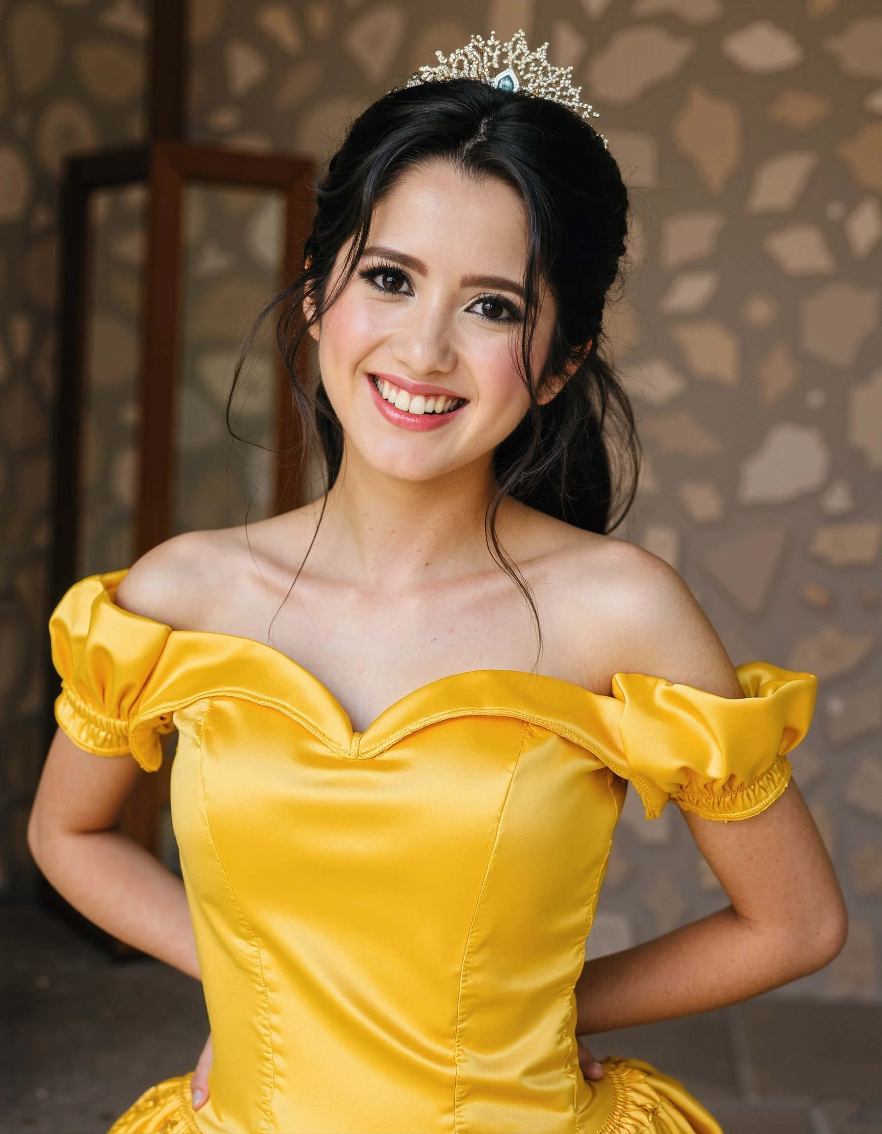 lauramaurano wearing the yellow dress from beauty and the beast