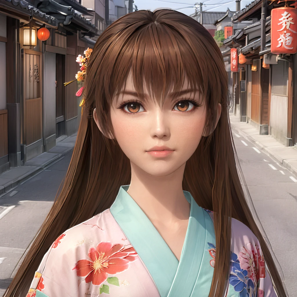 kasumidoa5lr, 1girl, solo, long hair, loose hair, kimono, street, closed mouth, looking at viewer <lora:kasumidoa5lrXL:0.5>