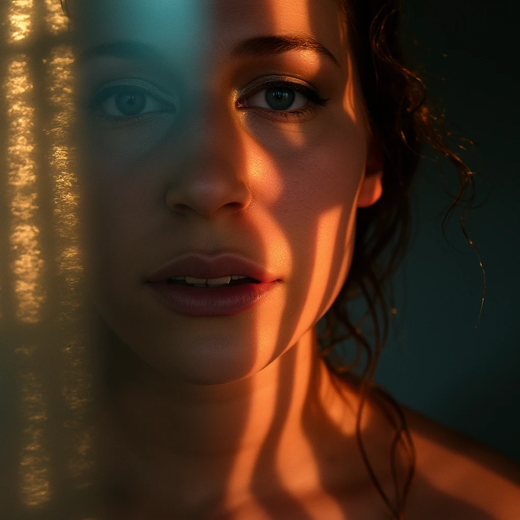 volumetric lighting, face with Affectionate surface, xev bellringer, Abandoned, Eclectic, kodachrome, womanly