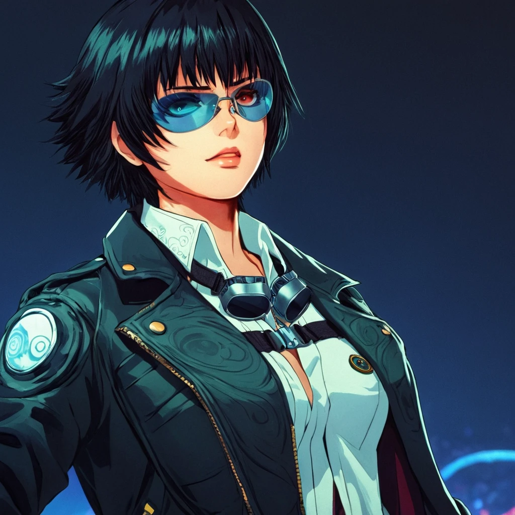 anime artwork of  <lora:ladydmc v3:1>
ladydmc a cartoon woman with goggles attached to her neck and a jacket on, anime style, key visual, vibrant, studio anime,  highly detailed