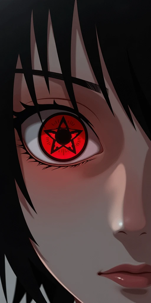 A girl has sharingan_13 in her eyes, (extremely photorealistic:1.3), masterpiece, real.<lora:sharingan_blend_flux.safetensors:1.0>, 