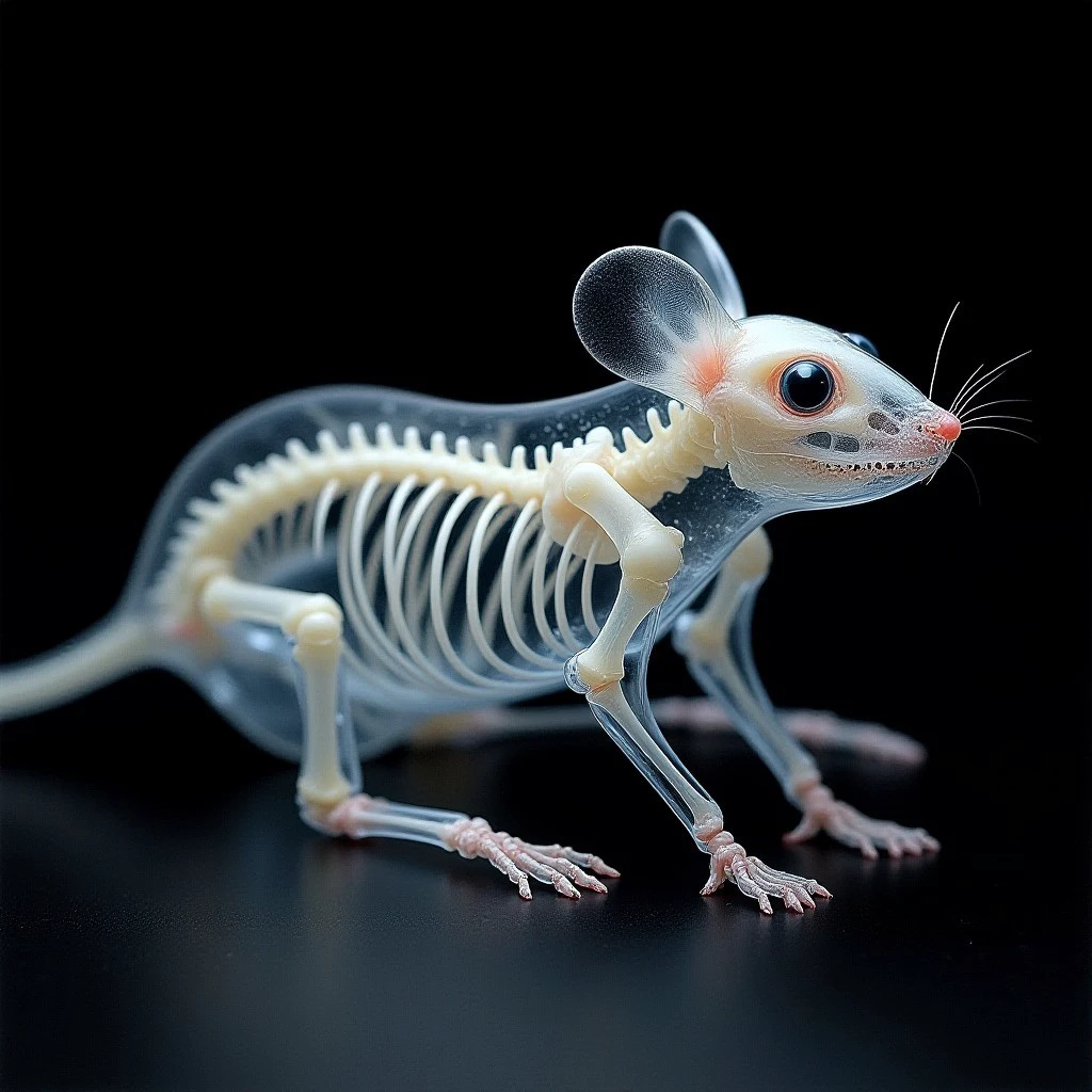 Transparent skeletal specimen, mouse