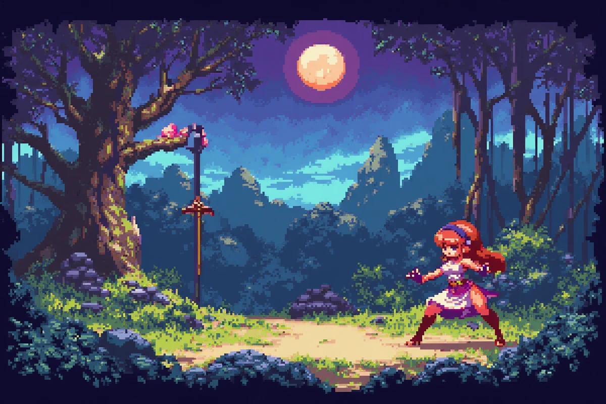 {anime style |}pixel art, {NES|SNES|32-bit|EGA} 2D {metroidvania|action platformer|JRPG|turn-based strategy game|fighting game|sierra adventure game} __biome__ {level|map|battle screen|title screen}, where you play as a {fe|}male __class__<lora:pixelart_flux-done:1>