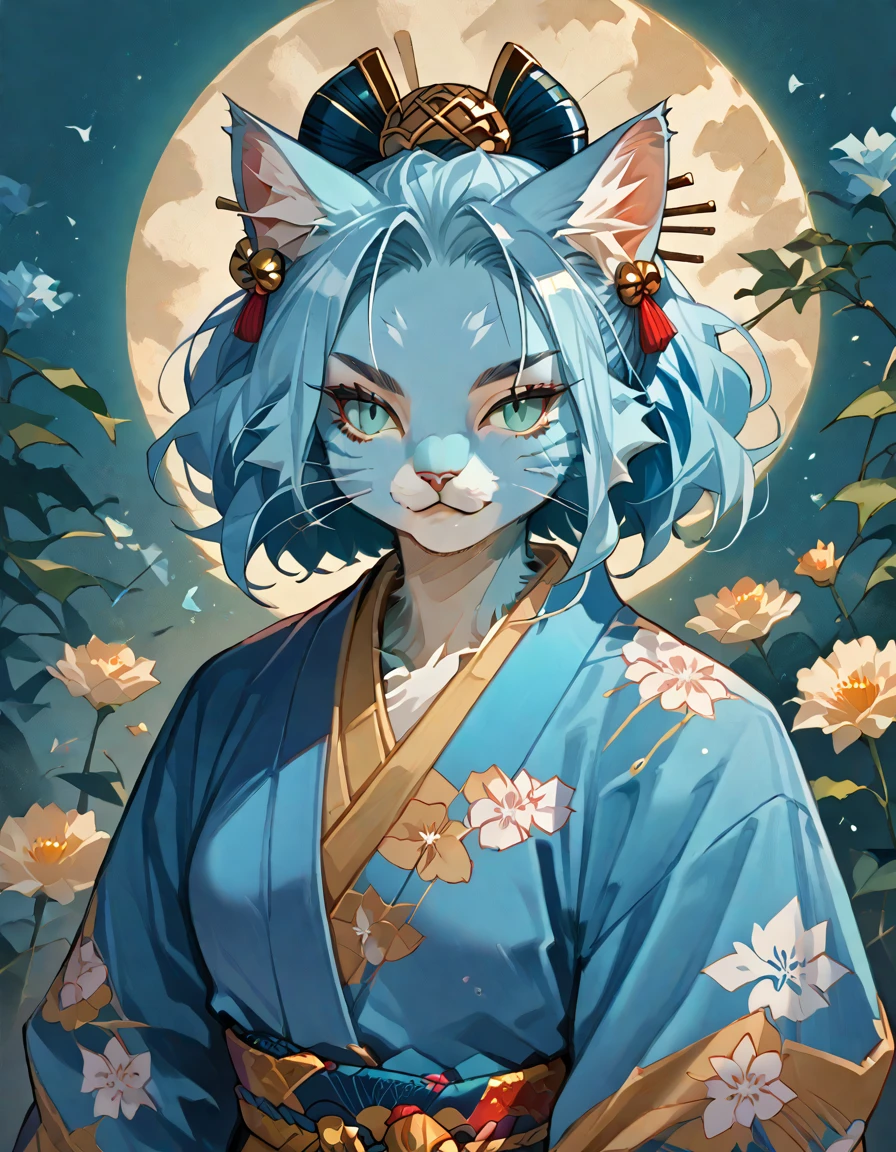 score_9, score_8_up, score_7_up, source_anime, (cat girl), furry body, light blue fur, (dressed in Kimono),  character portrait, upper body, rating_safe, <lora:Anime_Furry_Style:1>