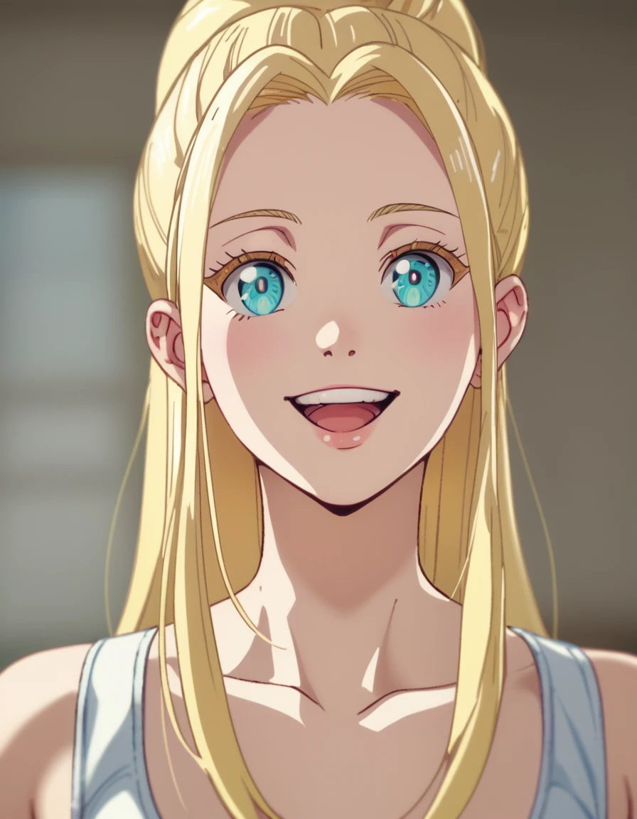 Beatrix, long hair, blonde hair, blue eyes, smile, portrait,  <lora:Zom100:1>  score_9, score_8_up, score_7_up, score_6_up, score_5_up, score_4_up, source_anime,  ,