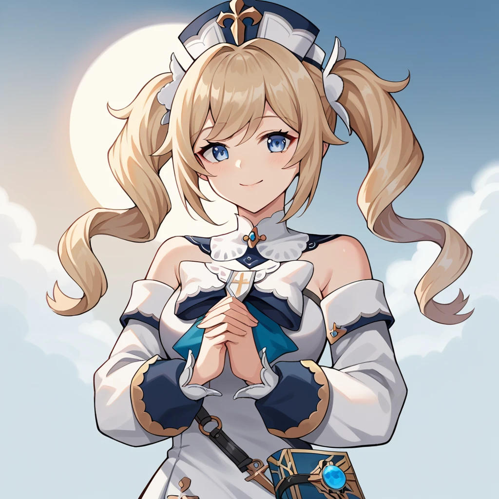 score_9, score_8_up, score_7_up, score_6_up, score_5_up, score_4_up, source_anime, aaz23, short hair, hair bow, iron cross, beret, blue headwear, hat bow, covered collarbone, bare shoulders, white dress, sleeveless, armband, detached sleeves, white gloves, buttons, double-breasted, black shorts, <lora:z23_(azur_lane)_ponyxl_v1:0.9>, crossed arms, blue sky, wind, floating hair,