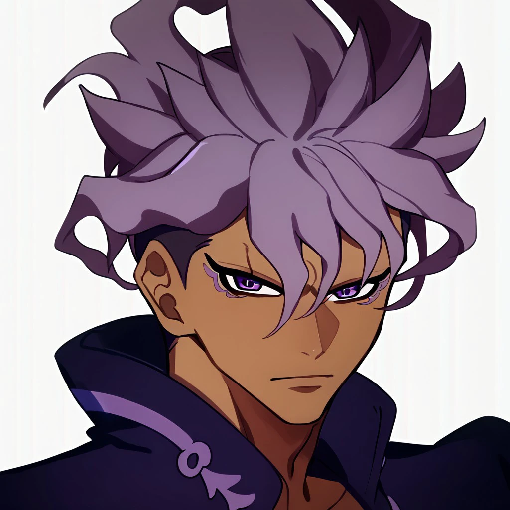 score_9, score_8_up, score_7_up, rating_safe, 1boy, male, solo, looking at viewer, simple background, score_6_up, sakurazaki jouji, purple hair, purple eyes, dark skin, gakuran, anime artwork,1boy, male focus, solo,masterpiece, best quality, <lora:Floox_Style:1>, detailed eyes, detailed hair, looking at viewer,