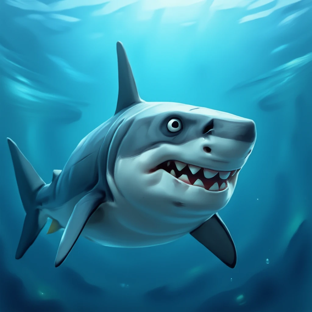 FluxCartoonDigitalStyle of a shark with open mouth underwater