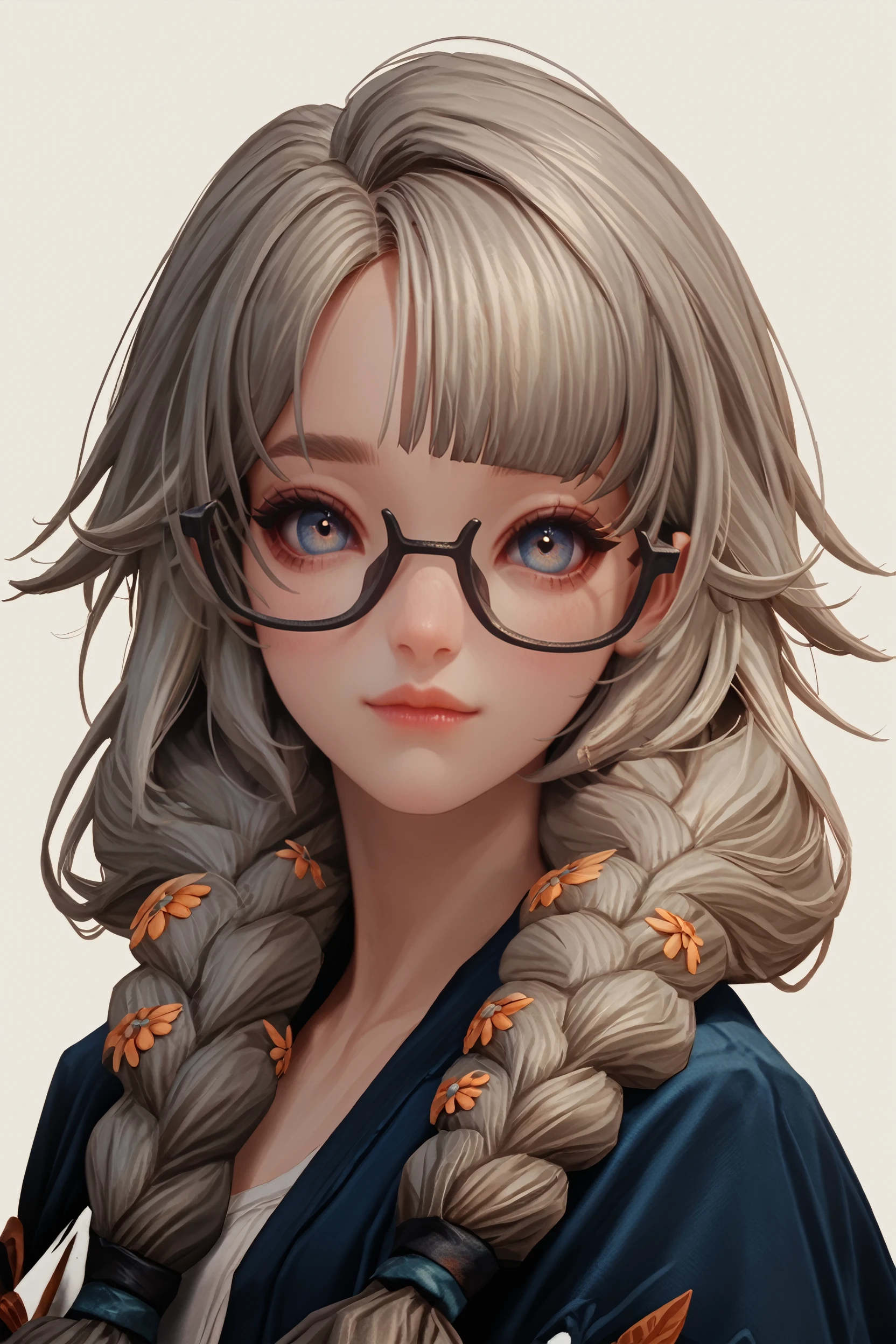 score_9, score_8_up, score_7_up, score_6_up
<lora:LAJahara:1.0>
LAJahara, 1girl, grey hair, twin braids, glasses, looking at viewer, simple background, portrait