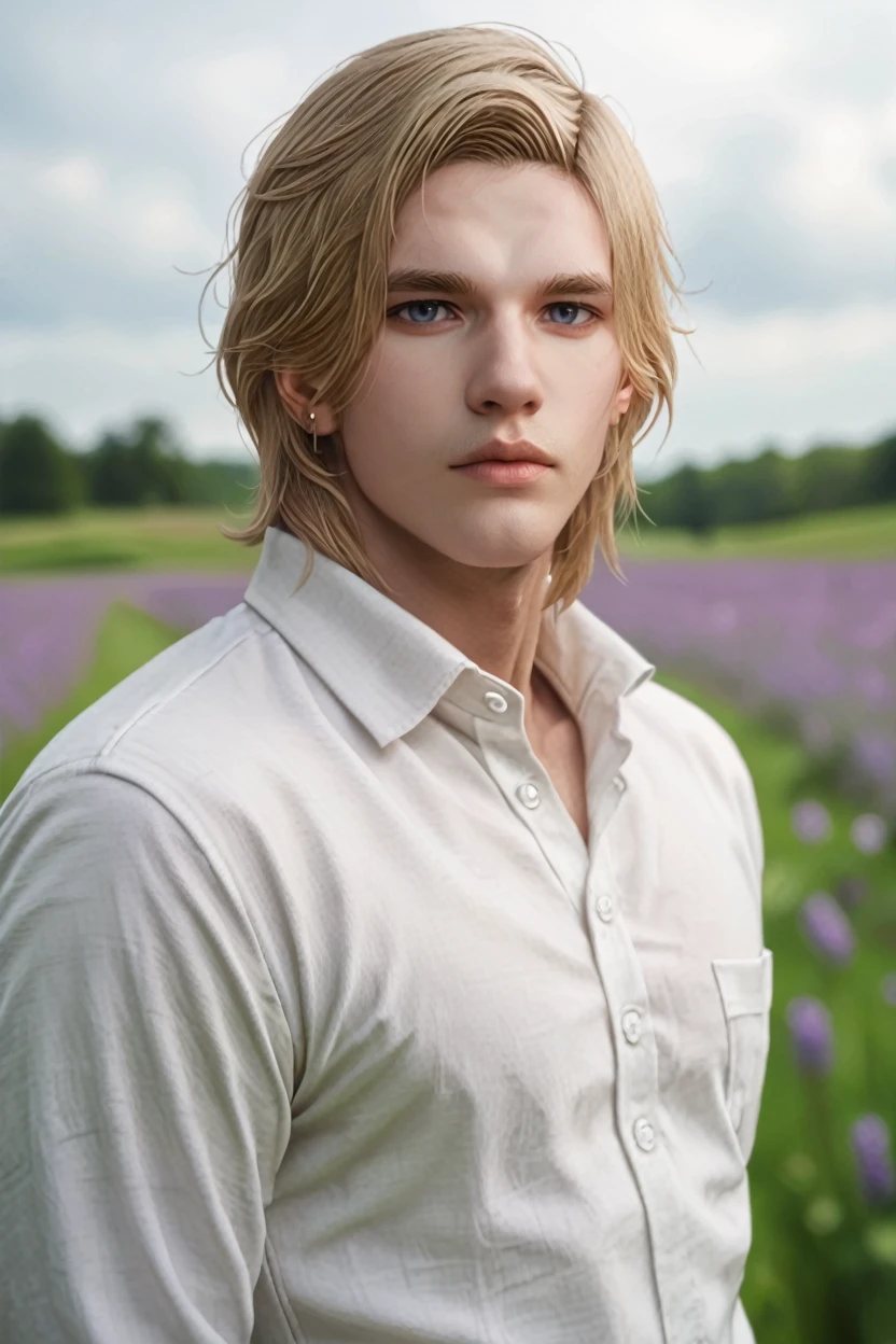 score_9, score_8_up, score_7_up, score_6_up
<lora:LAThirain:1.0>
LAThirain, 1boy, blonde hair, looking at viewer, standing in a field of lavender, wearing a simple white shirt, soft pastel colors all around, calm and fragrant environment, gentle breeze