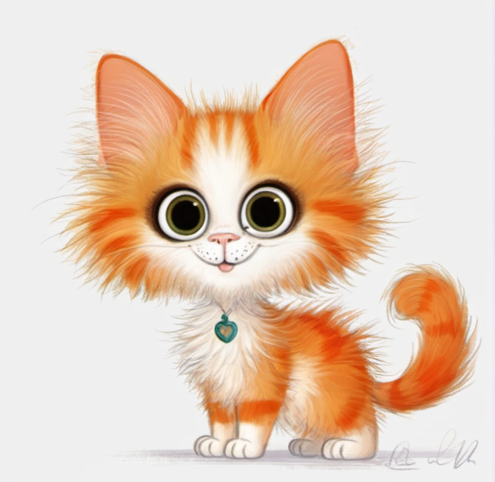 cute, orange cat, kitten, big eyes, fuzzy, cartoon, illustration, whiskers, smiling, adorable, white background, digital art, whimsical, playful, small size, character design, youthful, long tail, happy expression, light shading <lora:æ½¦è-000012:0.8>,