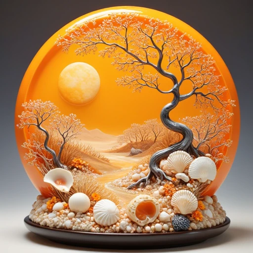 Statue,Orange,tree,shells,