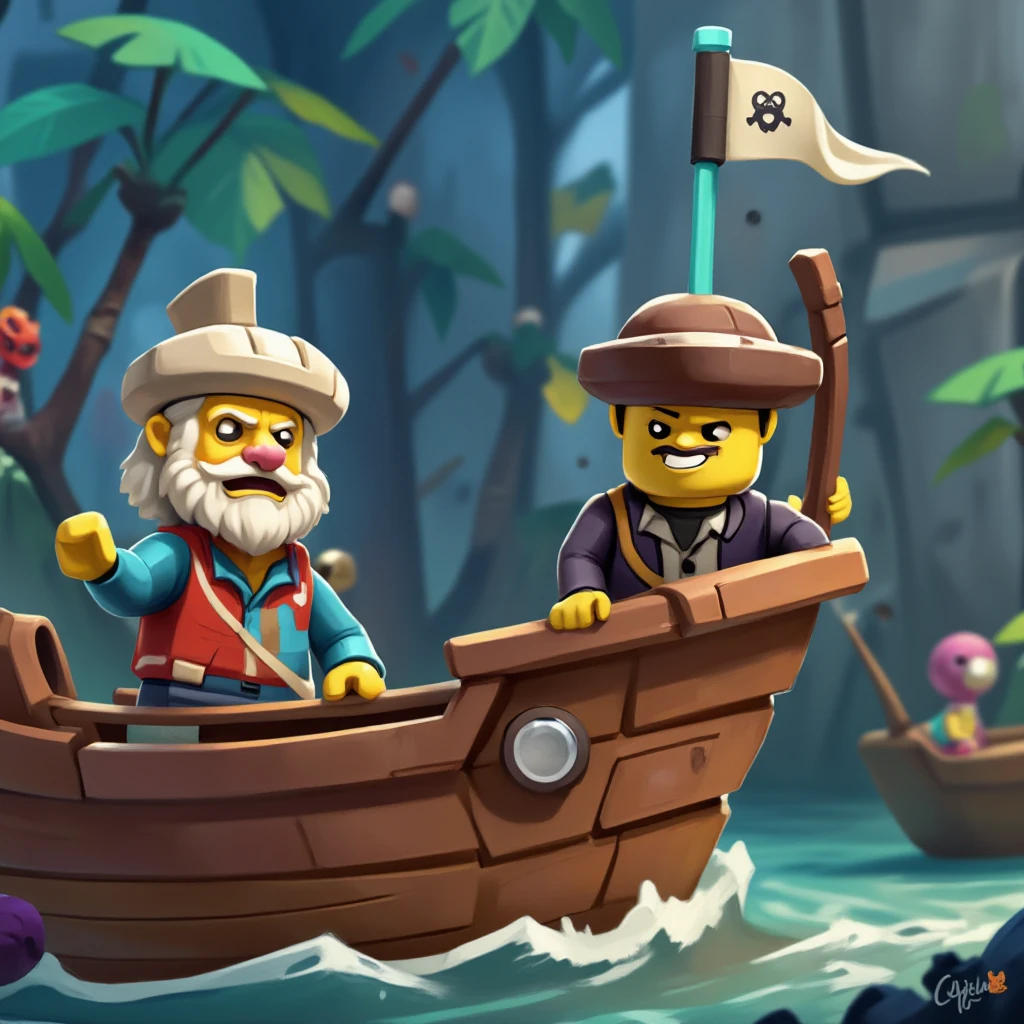 FluxCartoonDigitalStyle of a lego pirate scene