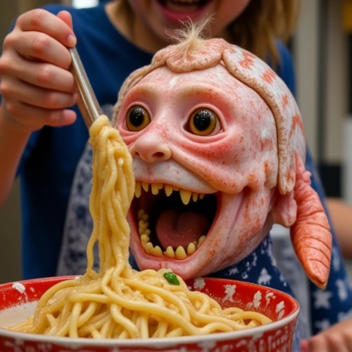 shrimpboy eating noodles