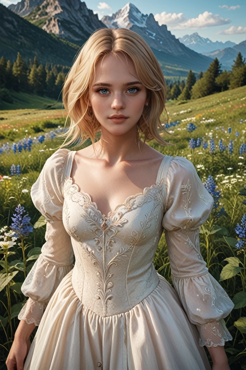 score_9, score_8_up, score_7_up, score_6_up
<lora:LAAvele:1.0>
LAAvele, 1girl, blonde hair, blue eyes, looking at viewer, in a flowing dress, twirling on a meadow filled with wildflowers, mountain range in the background, soft and warm afternoon light, dreamy and carefree vibe