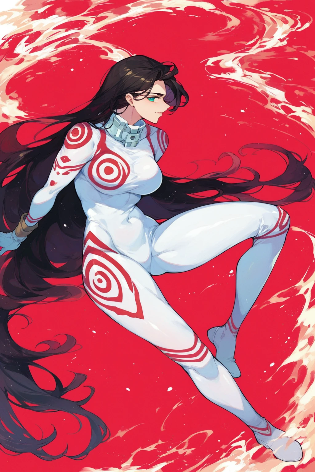 score_9, score_8_up, score_7_up, score_6_up, score_5_up, score_4_up, masterpiece, high quality, full body,  <lora:Shiro_outfit_DMW:0.9> shiro_outfit, white_jumpsuit, red_markings, white bodysuit, skin tight,