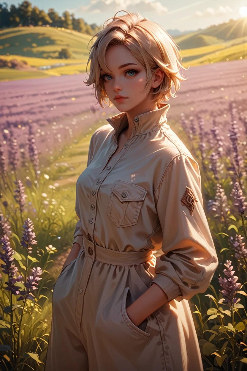 score_9, score_8_up, score_7_up, score_6_up
<lora:LASasha:1.0>
LASasha, 1girl, blonde hair, short hair, looking at viewer, standing in a field of lavender, hands in pockets, slight breeze blowing hair, warm golden hour sunlight, serene and peaceful mood