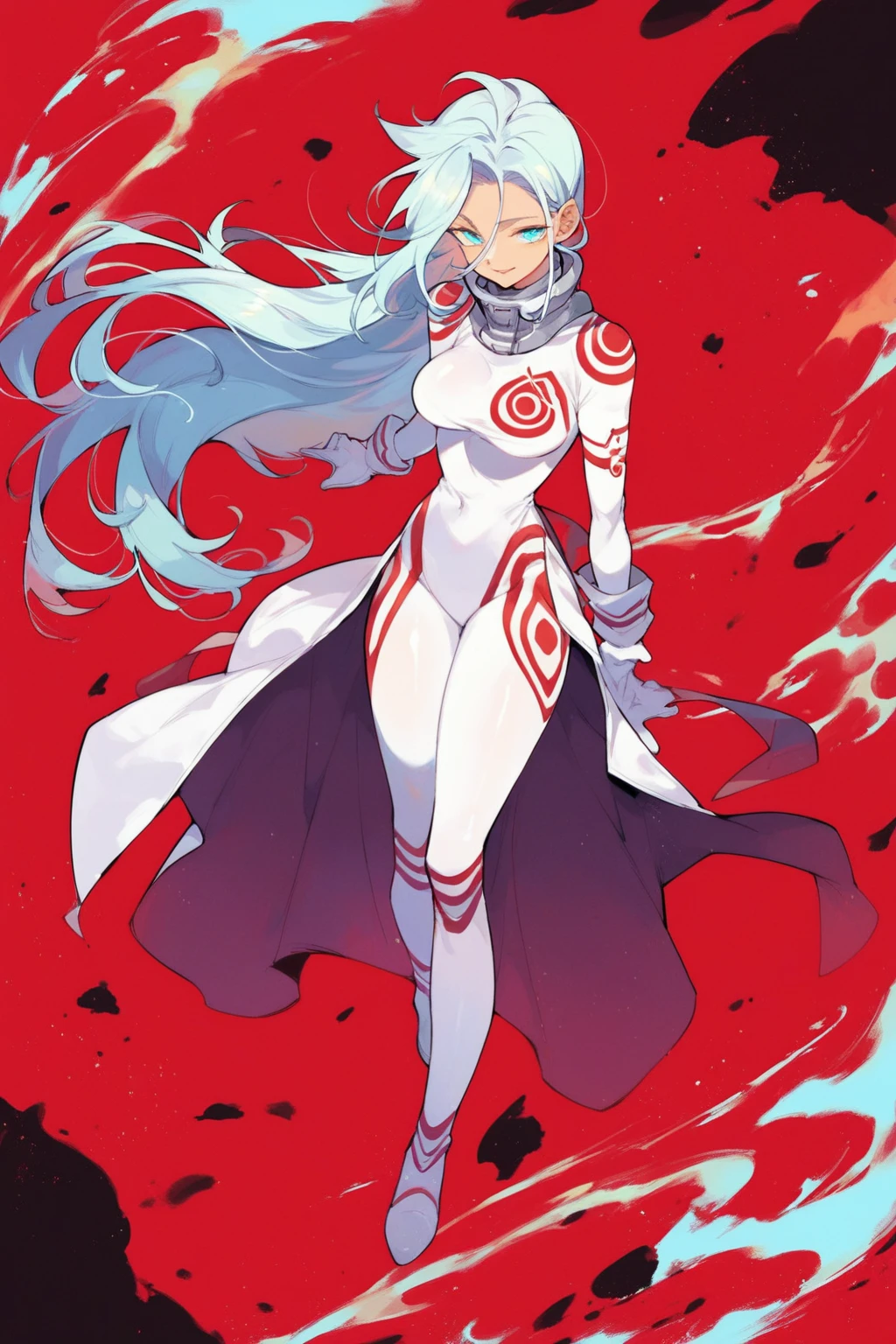 score_9, score_8_up, score_7_up, score_6_up, score_5_up, score_4_up, masterpiece, high quality, full body,  <lora:Shiro_outfit_DMW:0.9> shiro_outfit, white_jumpsuit, red_markings, white bodysuit, skin tight,